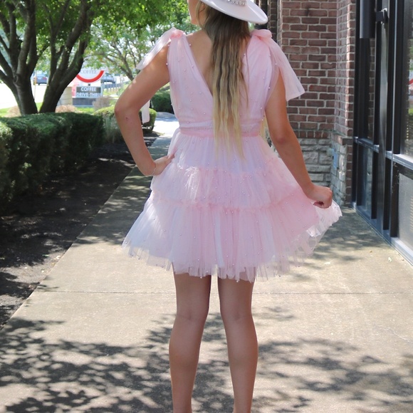 Boutique - Layered Tulle Mini Dress Color Blush Sz Large - NWT‎ - Picture 5 of 10
